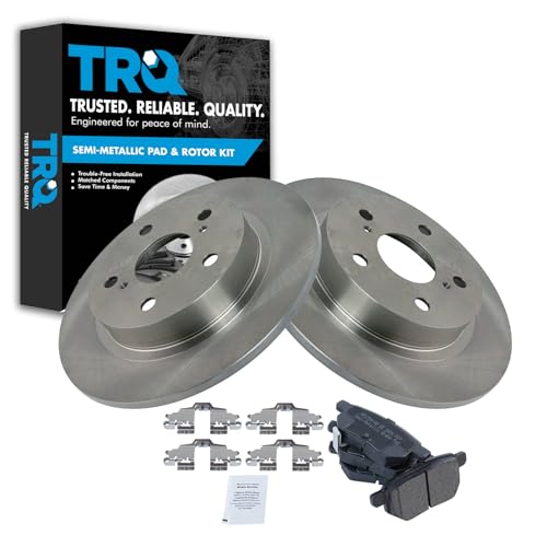 Image of TRQ Rear Brake Pad and Rotor Set Semi Metallic Solid Rotors