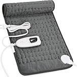 Manta Electrica Lumbar, Manta eléctrica para espalda, cuello, hombros y vientre con función de apagado automático, Franela Suave Gris Oscuro, 30 X 60 cm