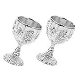Cabilock 2St Europäisches High-End Weinglas silberner Kelch Weinkelch Kelch Grappa weisweinglasser glühweinbecher Vintage Partyweinbecher wiederverwendbare Kaffeetasse Zinklegierung Silver