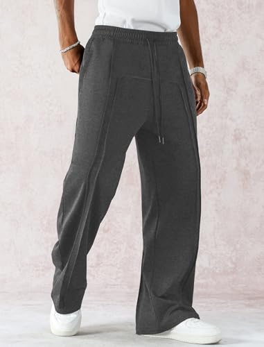 ZAFUL Mens Wide Leg Sweatpants Casual Straight Baggy Drawstring Loose Fit Sweats Basic Workout Track Pants with Pockets4