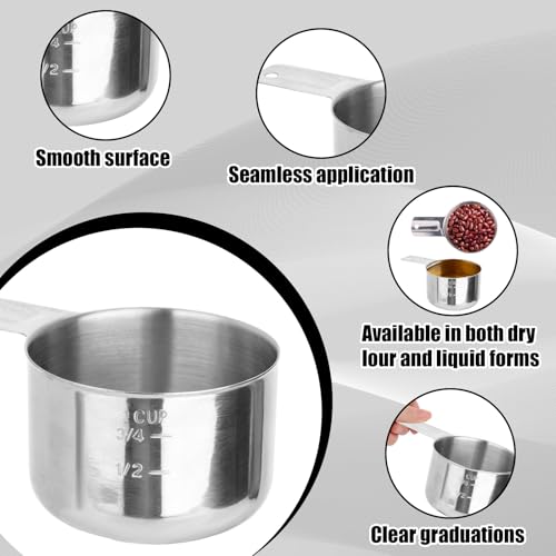 Set de 2 tazas medidoras de acero inoxidable 250 ml y 180 ml miniatura 4