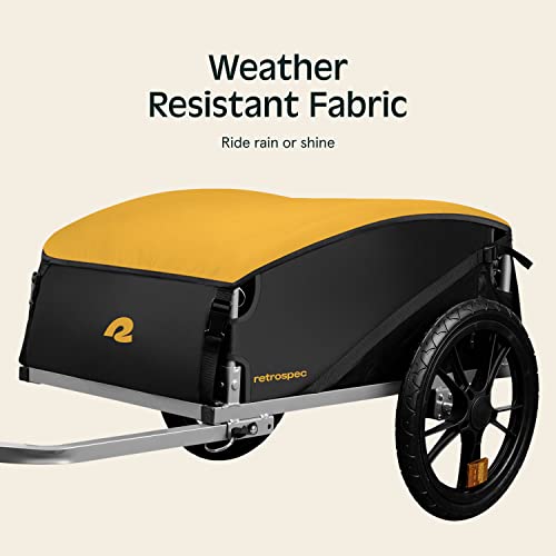 Image of Retrospec Rover Hauler Bike Cargo Trailer - Foldable Frame with Weather-Resistant Fabric & 80lb Capacity - Universal Bike Trailer for 20-29in Wheels - Includes Safety Flag & D-Ring Anchors