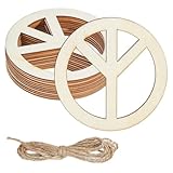 CRAFTYMELODY 50 Stück Holz Friedenszeichen Unbearbeitet Leer Holz Friedenszeichen Anhänger Ausschnitten Hängend Ornamente