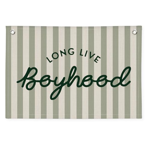 PLKMN Long Live Boyhood Banner, Boy Nursery Decor, Canvas Banner