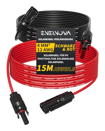 6 Mm² Solarkabel-Verlängerung 3 M – PV-Stecker-Set, IP67, Für Photovoltaik (rot + Schwarz)