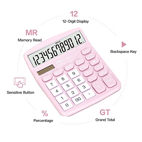 image for Calculator, Deli Standard Function Desktop Calculators with 12 Digit L