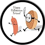 Hamburger Happy Halloween Friend rundes Holzschild zum Aufhängen Hot Dog Brot Wanddekoration Essen Halloween Poster Kreis Schild für Küche Cafe Bar Club Restaurant Haustür Dekor Hängende Ornamente