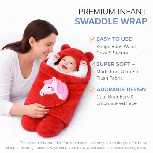 Image of BRANDONN Baby Blanket Newborn Gift Pack of Swaddle Wrapper, 0-9 Months, Length 68 cm x Width 68 cm