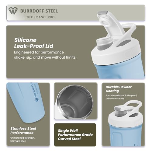 Image of Steel Performance Pro Protein Shaker Bottle (PUSH LOCK BUTTON), Gym Shaker Steel Shaker Bottle Gym Shaker Bottle shaker bottles for protein shake gym protein shaker (Sky Blue)