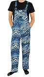 Zubaz NFL Unisex Adult Bib Overalls Zebra Lined, Carolina Panthers, Medium