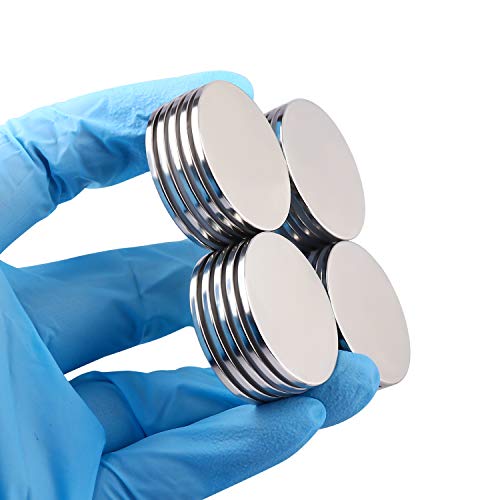 MIKEDE 20 Pack Strong Neodymium Disc Magnets with Double-Sided Adhesive, 1.26 inch D x 0.08 inch H Super Strong Rare Earth Magnet
