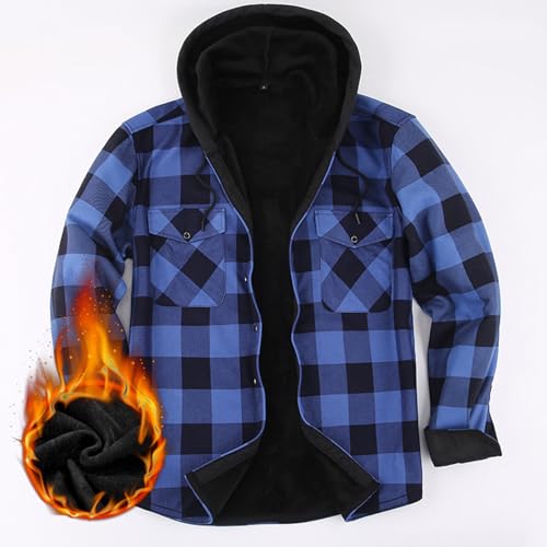 RLEHJN Holzfällerjacke Herren Teddy Fleecejacke Polar Fleece Teddy Mantel Damen Sherpa Innenfutter Gefütter Teddyjacke Pelzmantel Lumberjacket Kariert Flanellhemd Herren Jacke Herbst