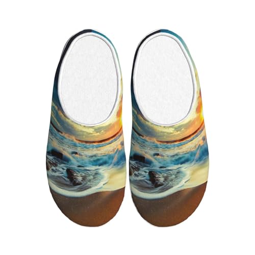 Pantoufles chaudes et antidérapantes EdWal taille 39 avec motif coucher de soleil