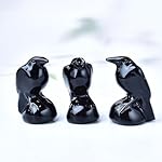 Natural Obsidian Crystal Raven Statue 2" Healing Crystal Handmade Sculpture Lucky Guardian Pocket Statues Reiki Meditation Office Home Decoration Gift - Image 3