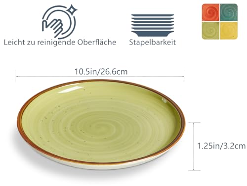 Image of ONEMORE Porcelain Plates Set 10.5 inch Large Dinner Plates for Salad Dessert Ceramic Serving Plate Set of 4, Microwave and Dishwasher Safe