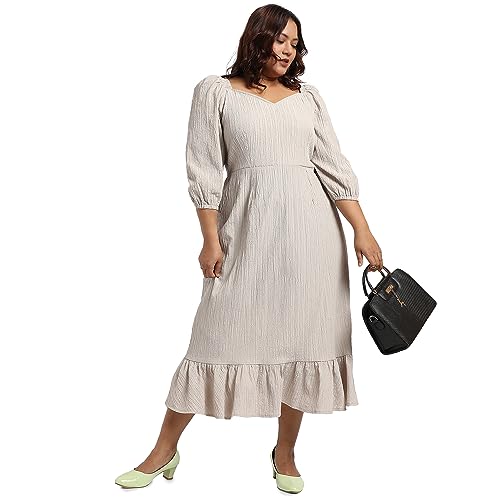 Image of Instafab Plus Women's Dress for Casual Wear | Short Sleeve | Plus-Size Fit | Polyester Fabric | V-Neck Dress Crafted with Comfort Fit for Everyday Wear