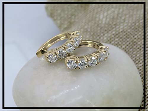 Dazzlingrock Collection 2.60mm Each Round White Diamond 5 Stone Huggies Hinged Post Hoop Earrings for Her (1.00 ctw, Color I-J, Clarity I1-I3) in Solid Gold3