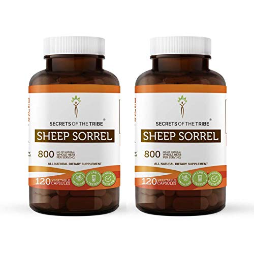 Secrets Of The Tribe Sheep Sorrel 120 Capsules(2 Pcs.), 400 Mg, Sheep Sorrel (Rumex Acetosella) Dried Herb (2X120 Capsules) #TOP12