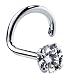 FreshTrends 2mm Cubic Zirconia 14K White Gold Nose Ring Twist Screw - 20G