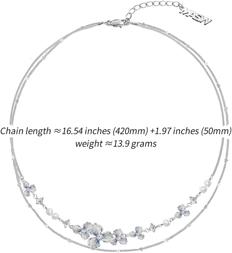 Elegant floral necklace temperament gradient color blue floral clavicle chain Fashion women's accessories M3095 - Image 6