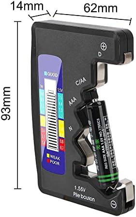 DollaTek 1.5V 9V Digital Battery AA AAA LR44 Tester Universal Battery Capacity Tester Lithium Battery Power Supply Checker Measuring Tools - Black