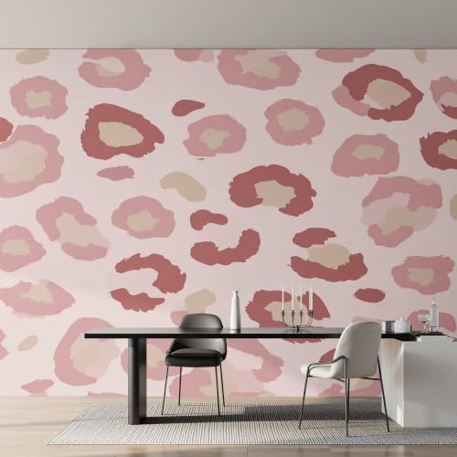 Papier peint panoramique léopard rose intissé salon moderne léopard déco murale 400x280 - 2