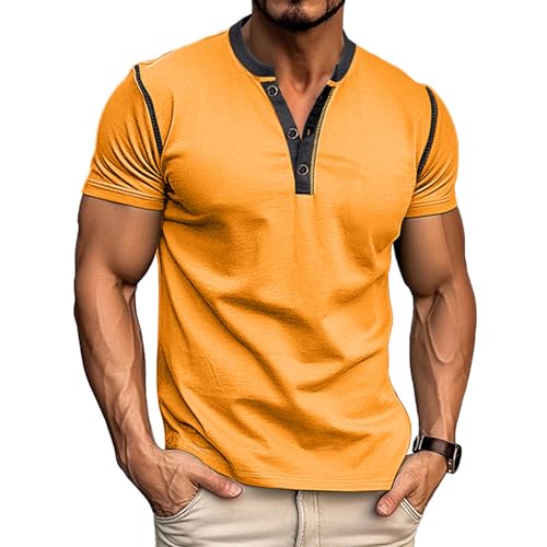 Chemise Henley Homme Manches Courtes : T-Shirt Respirant en Coton-Lin
