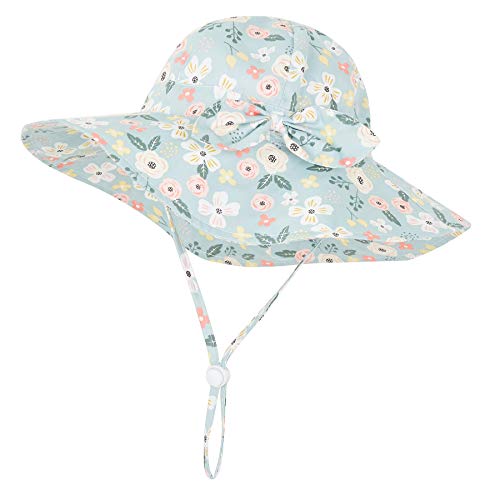 Urban Virgin Baby Girl Sun Hats Summer Baby Hats Upf 50+Toddler Sun Hat Infant With Wide Brim Bucket Hat Blue Garden 12-24 Months #TOP23