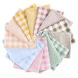 Tegeme 14 Pcs Gingham Plaid Fabric Bundles 18 x 22 Inch Fat Quarters 7 Colors Checkered Quilting Patchwork Squares Soft Cotton Sewing Fabrics for for DIY Handmade Craft Handmade Home Decor