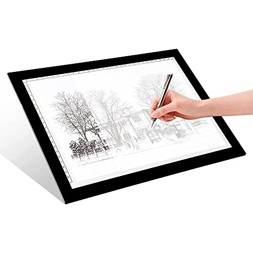 LED Light Box for Tracing, A0 LED Light Pad with Scale,Ultra-Thin Portable Artcraft Tracing Pad Light Box for 5D DIY Diamond Painting Artists Drawing Sketching Animation, Black025,A0