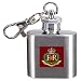 Porte-clés en forme de flasque de police militaire royale gravé.