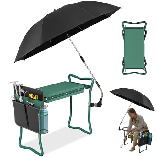 OAOA innovation 2-in-1 Garden Kneeler with Umbrella, Kneeling Bench &