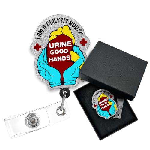Image of YXZ130 Cusrtyh Urine Good Hands Funny Nurse Work Supplies Badge Reel Retractable with Alligator Clip, Gift for Doctor Nurse Medical Office Work