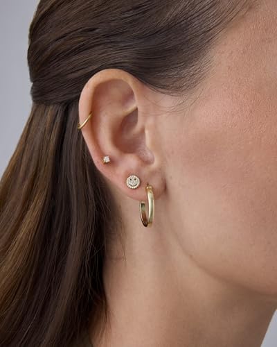 Image of PAVOI 14K Gold Plated Dainty Flat Back Earrings for Women, Piercing Studs