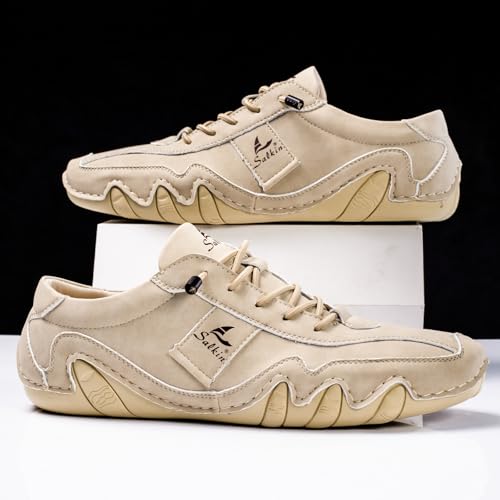 Men's Comfortable Barefoot Walking Shoes Fashion Lightweight Zero Drop Elastic Lace-up Slip-on Casual Driving Shoes4