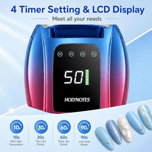 Image of UV Nail Lamp, 96W Cordless Professional Rechargeable UV LED Portable Lamp, 4 Timer Setting and Smart Sensor Gel Nail Dryer, Ideal for Training, Nail Art Practice, Home & Salon