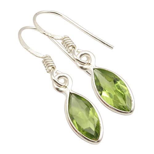 925 Sterling Silver Natural Cut Peridot Earrings 1.2