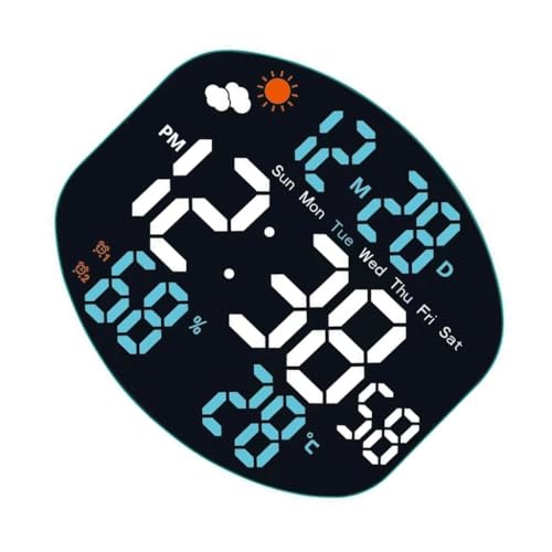 YUGSHNKFC Reloj de pared digital LED USB, pantalla grande, control remoto, fecha, temporizador, despertador, brillo automático, temperatura, humedad