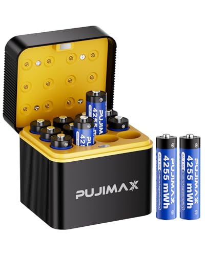 PUJIAMX Rechargeable AA Batteries 4255mWh 12-Pack
