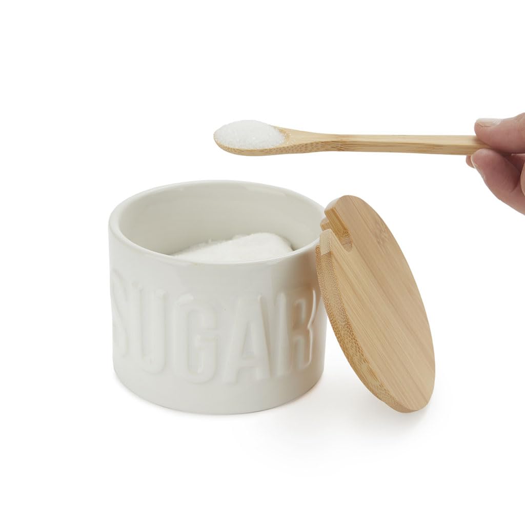 Balvi Zuccheriera Sugar Colore Bianco Contenitore Elegante per conservare Lo Zucchero Ceramica/bambù