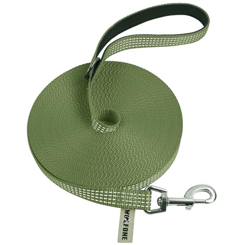 Wolfone Leichte Schleppleine 10m für Hunde,Reflektierende Rückruf-Hundeleine mit weich gepolstertem Griff,Trainingsleine für Outdoor-Übungen Armeegrün Wolfone Leichte Schleppleine 10m für Hunde,Reflektierende Rückruf-Hundeleine mit weich gepolstertem Griff,Trainingsleine für Outdoor-Übungen Armeegrün