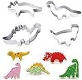 VARWANEO 4Pcs Baking Mold Stainless Steel Dinosaur Shape Cookies Cake Mold Outdoor Cooking Tools