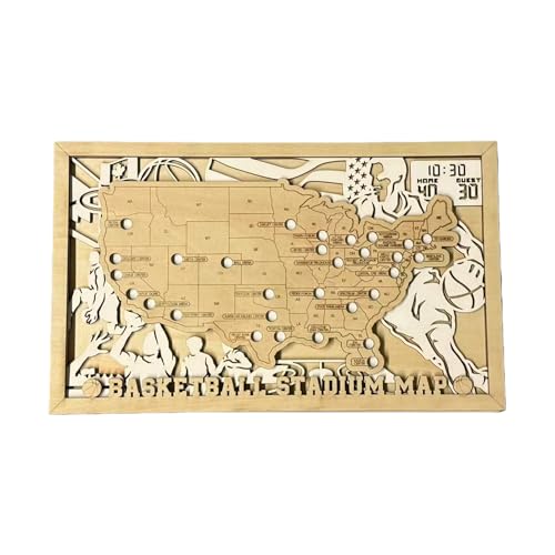 NBE Custom Pro Basketball Stadium Map, Stadium Tracker Poster, ational American Basketball Association Travel Map, Wall Art Decor,Custom Family Name Sports Decor (Style 2)