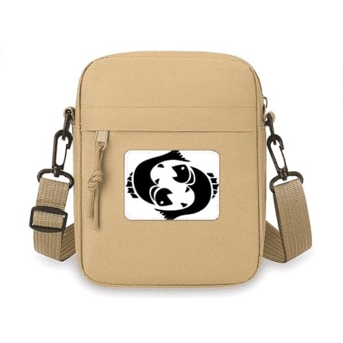 Sac à bandoulière constellation Poissons petit format en toile noire pour femme