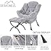 SESHINELL Lazy Chair with Ottoman, Modern Accent Lounge Leisure Sofa with Armrests, Reading Chair and Folding Footstool for Living Room, Bedroom, Office, Plush Grey