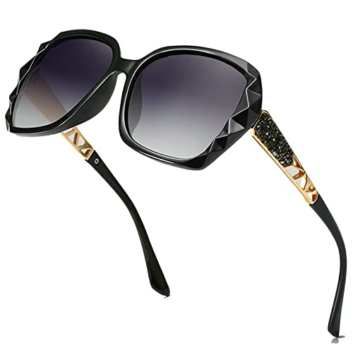 mincl Oversized Reading Glasses Classic Black Sun Readers Outdoor Full Lens Reading Sunglasses for Women-Not Bifocal (black, 2.0x)