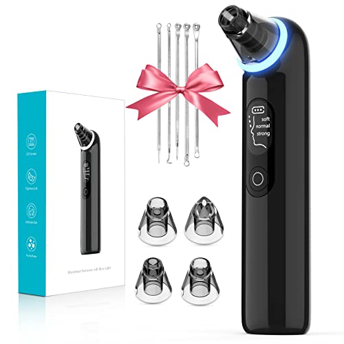 Vueix Blackhead Remover Pore Vacuum, Upgraded Pore Cleanser with Blue Light- Rechargeable Acne Extractor LED Display, Whitehead Removal, Facial Firming, Oil Reducing for Women & Men