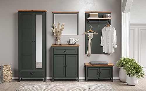 trendteam smart living – Stanton – Komoda – Jodozielony/dąb Evoke – Szafka stojąca z 2 półkami i 1 szufladą w pełni wysuwaną – (szer. x wys. x gł.) 77 x 102 x 39 cm – styl wiejski