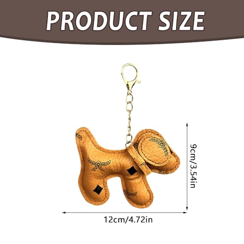 TOEECY Schlüsselanhänger Dackel Süße Welpe Hundetasche Anhänger Süße Welpe Bag Charm aus PU-Leder Dackel Deko Leder Glücksbringer Dackel Keychain für Handtasche und Schlüssel (Braun A)