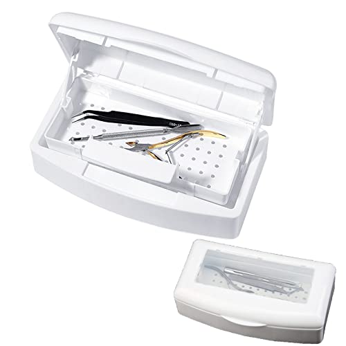 Lxiangn Nail Art Tool Sterilizer Tray,Plastic Clean Sterilizing Box Storage Organizer For Nail,Tweezers,Hair Salon,Spa & Cutter Manicure Equipment (White) #TOP19